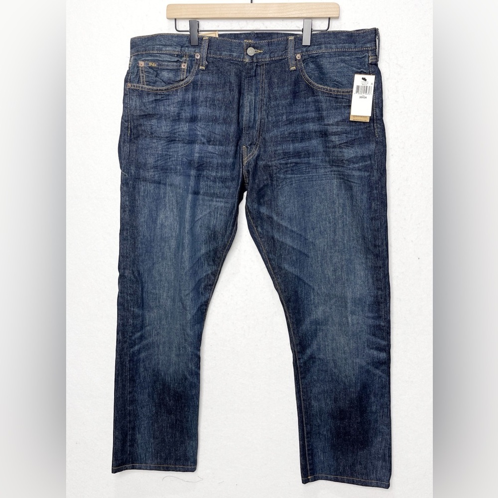 Polo Ralph Lauren Varick Slim Straight Jeans Light Weight Morris 38X34 Cotton - Picture 3 of 13